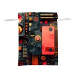 Tech Technology Pattern Lightweight Drawstring Pouch (S) Back