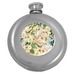 Textile Fabric Tropical Round Hip Flask (5 Oz) by Paksenen