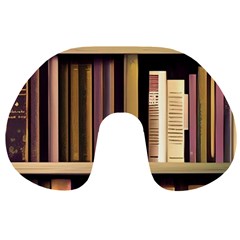 Books Bookshelves Office Fantasy Background Artwork Book Cover Apothecary Book Nook Literature Libra Travel Neck Pillow by Posterlux