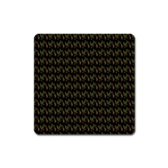 Fern Pattern 2 Black Square Magnet by snowwhitegirl