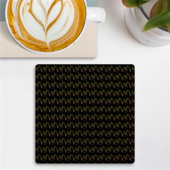 Fern Pattern 2 Black Uv Print Square Tile Coaster  by snowwhitegirl
