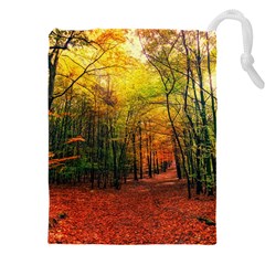 Forest Woods Autumn Nature Drawstring Pouch (5xl) by Proyonanggan