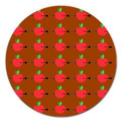 Apple Arrow Pattern Design Drawing Magnet 5  (round) by Proyonanggan
