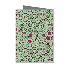 Swirls Foliage Leaves Green Mini Greeting Cards (pkg Of 8) by Proyonanggan
