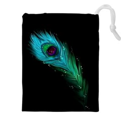 Shree Krishna, Feather, Lord, Rainbows Drawstring Pouch (4xl) by kyorashop23