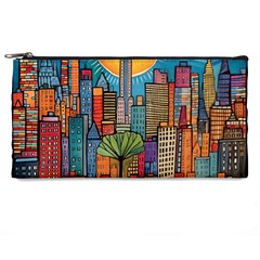 City New York Nyc Skyscraper Skyline Downtown Night Business Urban Travel Landmark Building Architec Pencil Case by Posterlux