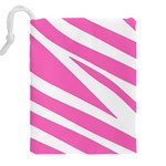 White Pink Stripes, Pattern Drawstring Pouch (4XL) Back