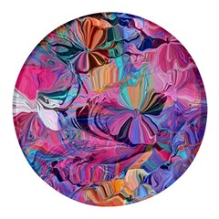 Marbling Blend  Round Glass Fridge Magnet (4 Pack) by kaleidomarblingart
