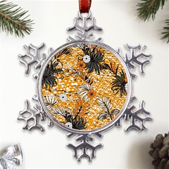 Leaf Yellow Point Flower White Metal Large Snowflake Ornament by Grandong