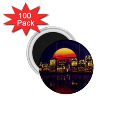 Abstract City Retro Sunset Night 1 75  Magnets (100 Pack)  by Bedest