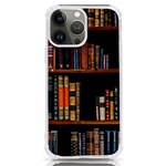 Assorted Title Of Books Piled In The Shelves Assorted Book Lot Inside The Wooden Shelf iPhone 13 Pro Max TPU UV Print Case Front