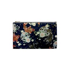 Japanese Wave Koi Illustration Pattern Cosmetic Bag (small) by Ndabl3x