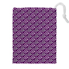 Violet White Pattern Drawstring Pouch (4xl) by ytdream