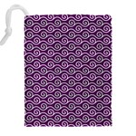 Violet White Pattern Drawstring Pouch (4XL) Back