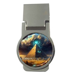 Mystic Blue Pyramid Art Money Clips (round)  by ExtraAwesomeSauce