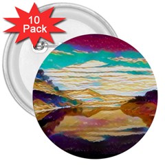 Vibrant Sunset Over Serene Lake 3  Buttons (10 Pack)  by ExtraAwesomeSauce