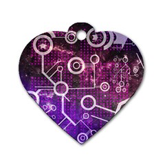 Cosmic Network Geometric Art Dog Tag Heart (two Sides) by ExtraAwesomeSauce