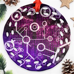 Cosmic Network Geometric Art Round Filigree Ornament (two Sides) by ExtraAwesomeSauce