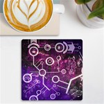 Cosmic Network Geometric Art UV Print Square Tile Coaster  Front