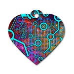Abstract Tech Galaxy Design Dog Tag Heart (Two Sides) Back