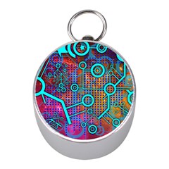 Abstract Tech Galaxy Design Mini Silver Compasses by ExtraAwesomeSauce