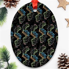 Multicolored Dna Strand Art Ornament (oval) by ExtraAwesomeSauce