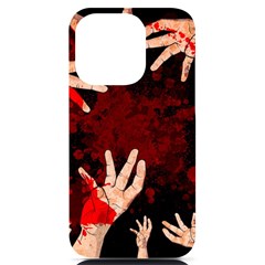 Horror Themed Bloody Hands Iphone 14 Pro Black Uv Print Case by ExtraAwesomeSauce
