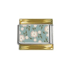 Flora Floral Flower Flowers Pattern Gold Trim Italian Charm (9mm) by Apenda