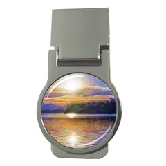 Serene Sunset Over Water Money Clips (round)  by ExtraAwesomeSauce
