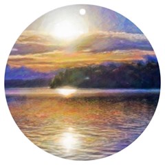 Serene Sunset Over Water Uv Print Acrylic Ornament Round by ExtraAwesomeSauce