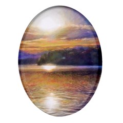 Serene Sunset Over Water Oval Glass Fridge Magnet (4 Pack) by ExtraAwesomeSauce