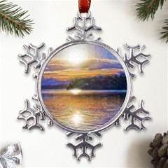 Serene Sunset Over Water Metal Large Snowflake Ornament by ExtraAwesomeSauce