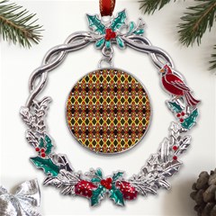 Colorful Geometric Pattern Design Metal X mas Wreath Holly Leaf Ornament by ExtraAwesomeSauce