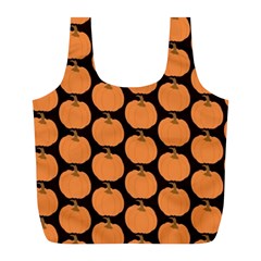 Black And Orange Pumpkin Full Print Recycle Bag (l) by ConteMonfrey