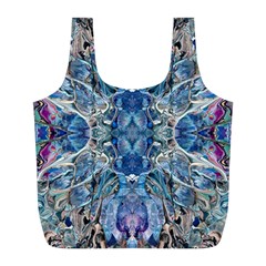 Blue Pour Blend  Full Print Recycle Bag (l) by kaleidomarblingart