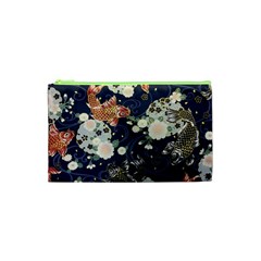 Japanese Wave Koi Illustration Pattern Cosmetic Bag (xs) by Ndabl3x