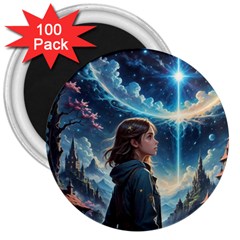 Enchanting Fantasy Night Sky Scene 3  Magnets (100 Pack) by ExtraAwesomeSauce