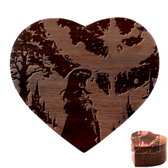 Enchanting Fantasy Night Sky Scene Heart Wood Jewelry Box by ExtraAwesomeSauce