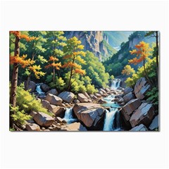 Serene Mountain Waterfall Landscape Postcard 4 x 6  (pkg Of 10) by ExtraAwesomeSauce