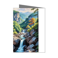 Serene Mountain Waterfall Landscape Mini Greeting Cards (pkg Of 8) by ExtraAwesomeSauce