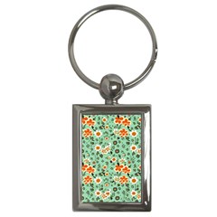 Retro 1960s Flowers Pattern 3 Key Chain (rectangle) by violetheavensky