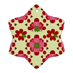Retro 1960s Flowers Pattern 4 Snowflake Ornament (two Sides) by violetheavensky