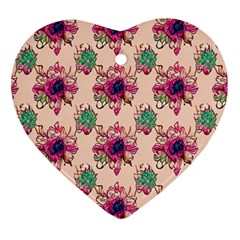 Retro 1880s Flowers Pattern 10 Ornament (heart) by violetheavensky