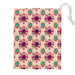 Retro 1880s Flowers Pattern 10 Drawstring Pouch (4xl) by violetheavensky