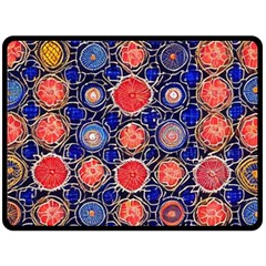 Retro Geometric Shapes And Flowers 3 Fleece Blanket (large) by violetheavensky