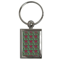 Retro 1880s Flowers Pattern 3 Key Chain (rectangle) by violetheavensky
