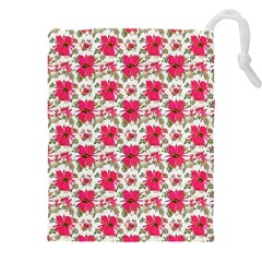 Retro 1880s Flowers Pattern 14 Drawstring Pouch (4xl) by violetheavensky