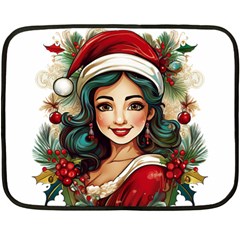 Young Woman With Santa Claus Clothes Isolated Illustration Wb Two Sides Fleece Blanket (mini) by dflcprintsclothing