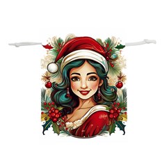 Young Woman With Santa Claus Clothes Isolated Illustration Wb Lightweight Drawstring Pouch (m) by dflcprintsclothing