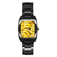 Bananas, Macro, Fruits, Ripe Bananas Stainless Steel Barrel Watch by kyorashop23